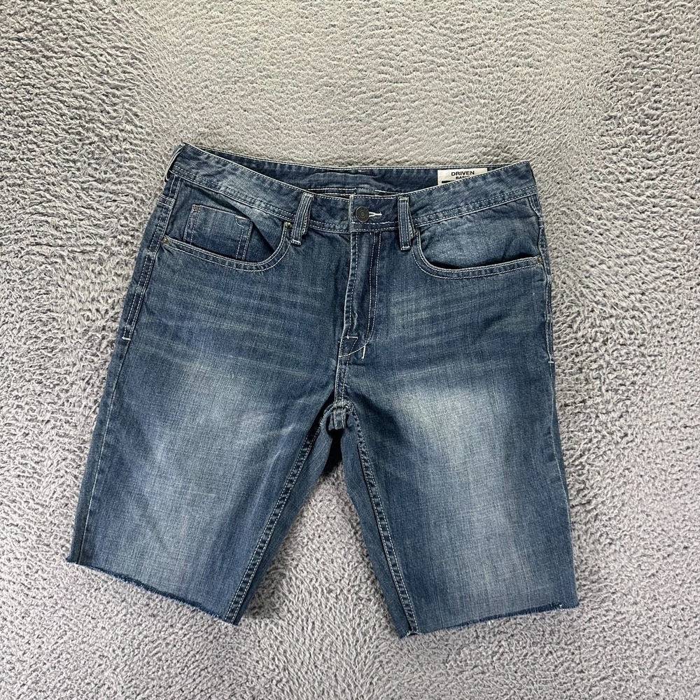 Buffalo David Bitton Driven Basic Jorts Mens 34 Blue Cotton Denim Bermuda Faded